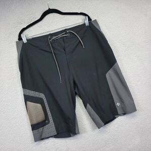 Columbia Titanium Board Shorts Mens 34 Gray Black Omni Shield Swim Shorts Sports